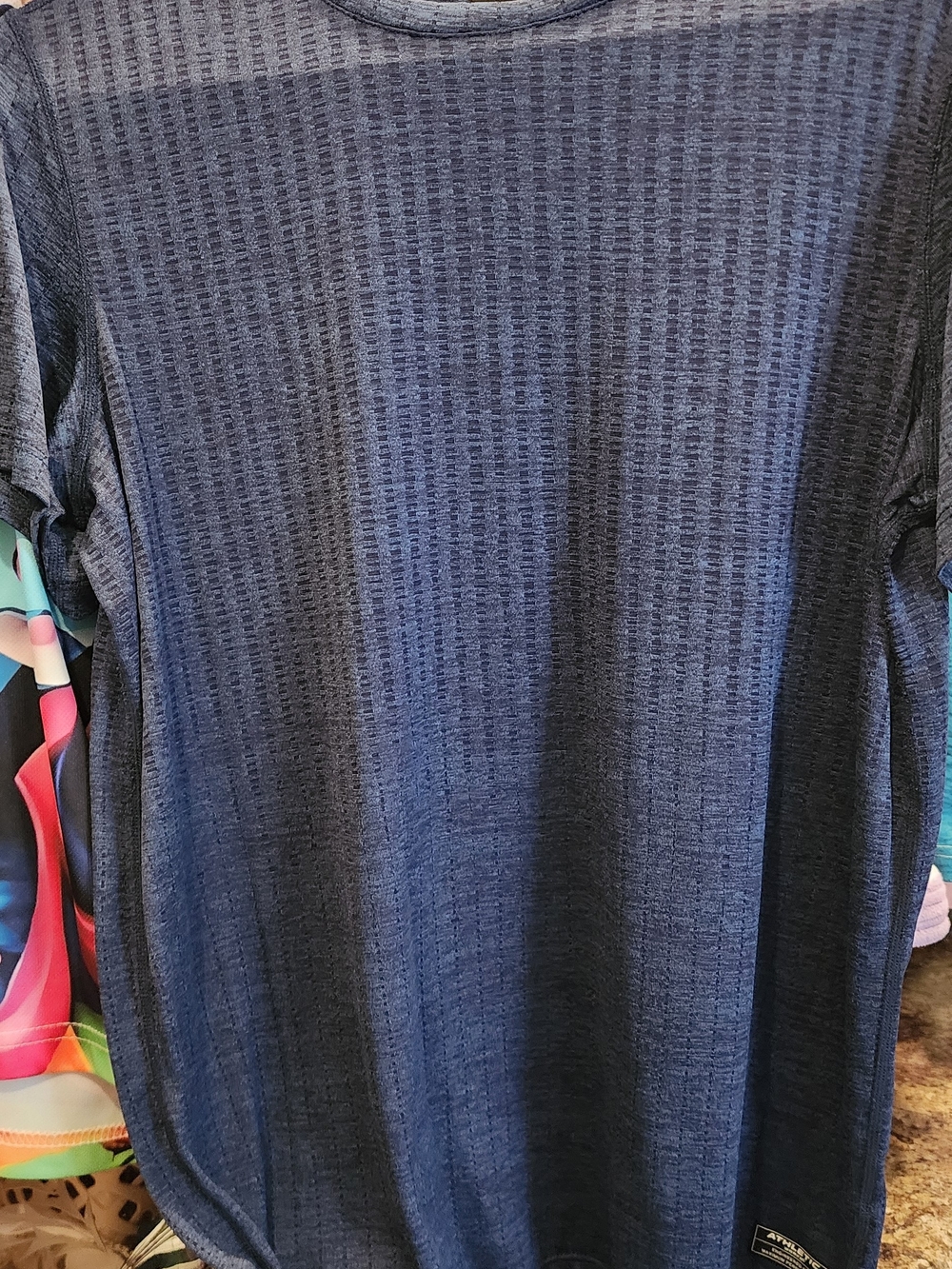 Athletic Works Navy Textured Short Sleeve Crew Shirt